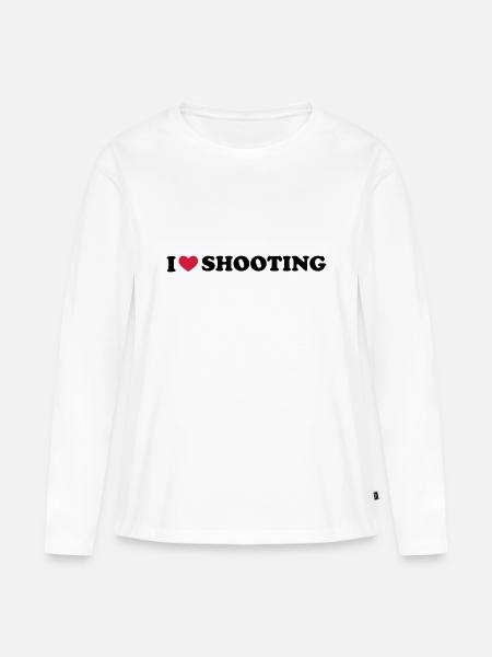 I Love Shooting - Frauen Premium Bio Langarmshirt - Weiß