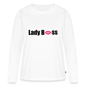 Lady Boss - T-shirt manches longues Premium bio Femme - blanc - Devant - Julia (174cm)