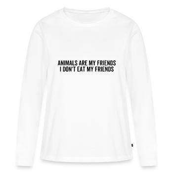 Les animaux sont mes amis, je ne mange pas mes amis - T-shirt manches longues Premium bio Femme - blanc - Devant - Julia (174cm)