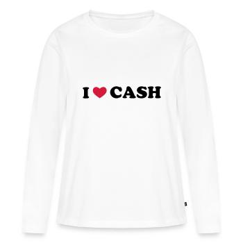 I Love Cash - T-shirt manches longues Premium bio Femme - blanc - Devant - Julia (174cm)
