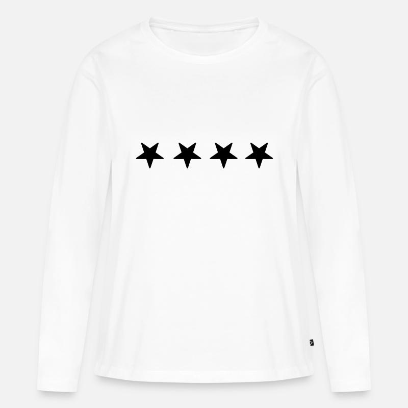 4 Sterne - Frauen Premium Bio Langarmshirt - Weiß