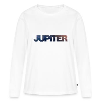 Jupiter | Oberfläche - Frauen Premium Bio Langarmshirt - Weiß - Vorne - Julia (174cm)