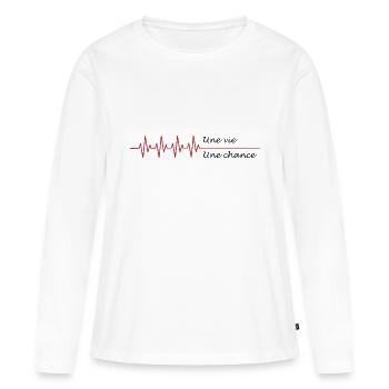 une vie une chance - T-shirt manches longues Premium bio Femme - blanc - Devant - Julia (174cm)