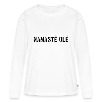 Yoga Stuff / Namaste Ole Logo - Frauen Premium Bio Langarmshirt - Weiß - Vorne - Julia (174cm)