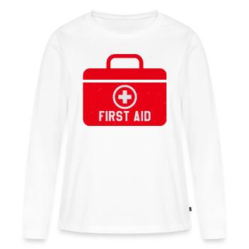 Trousse de premiers secours - T-shirt manches longues Premium bio Femme - blanc - Devant - Julia (174cm)