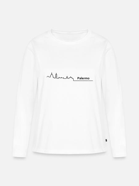 palermo skyline - Frauen Premium Bio Langarmshirt - Weiß