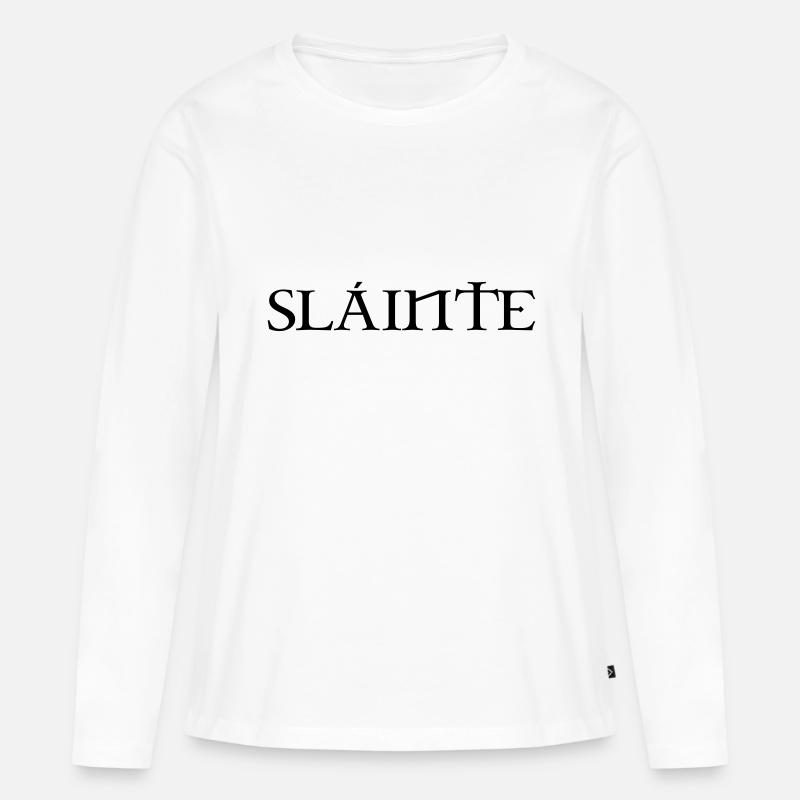 Slainte text de - Frauen Premium Bio Langarmshirt - Weiß