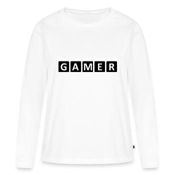 Jeu PC de jeu - T-shirt manches longues Premium bio Femme - blanc - Devant - Julia (174cm)