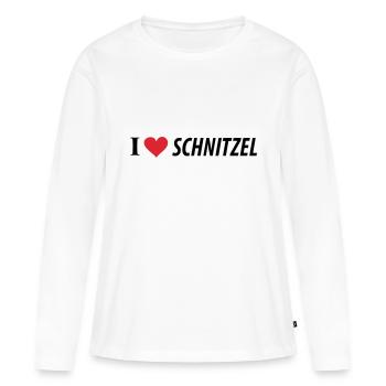 J'aime Schnitzel - T-shirt manches longues Premium bio Femme - blanc - Devant - Julia (174cm)