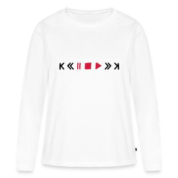keys play music pause fast forward sign symbols - Women's Premium Organic Long Sleeve Shirt - white - Front - Julia (174cm)
