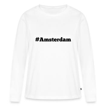 #Amsterdam - T-shirt manches longues Premium bio Femme - blanc - Devant - Julia (174cm)