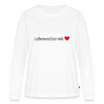 Lebensretter mit ❤️ - Frauen Premium Bio Langarmshirt - Weiß - Vorne - Julia (174cm)