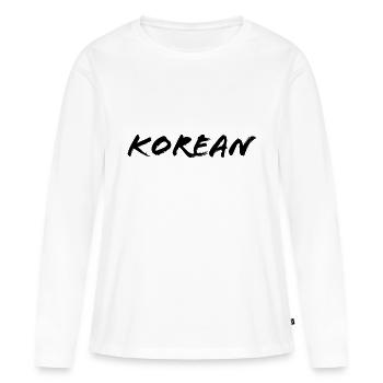 Coréen - T-shirt manches longues Premium bio Femme - blanc - Devant - Julia (174cm)