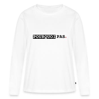 Pourquoi pas, ligne - T-shirt manches longues Premium bio Femme - blanc - Devant - Julia (174cm)