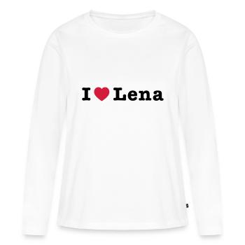 J'aime Lena 1 - T-shirt manches longues Premium bio Femme - blanc - Devant - Julia (174cm)