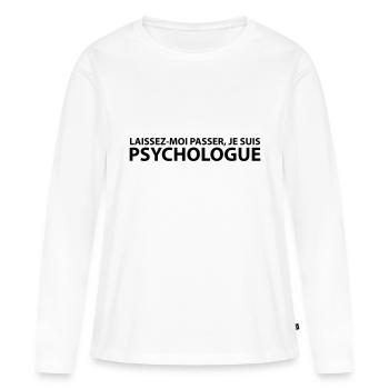 Laissez-Moi passer, je suis psychologue - T-shirt manches longues Premium bio Femme - blanc - Devant - Julia (174cm)