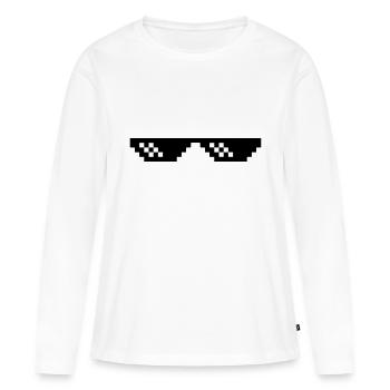 Lunettes Swag - Lunettes Swag - T-shirt manches longues Premium bio Femme - blanc - Devant - Julia (174cm)