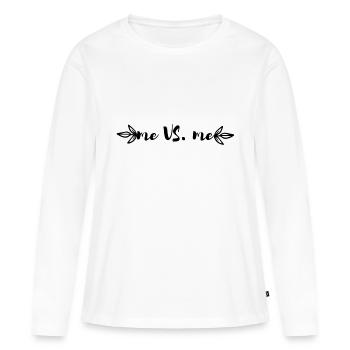 Ik tegen mij - Ik tegen mij. Ik - Vrouwen Premium Bio shirt met lange mouwen - wit - Voor - Julia (174cm)