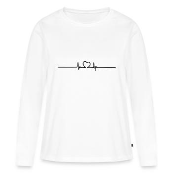 Herzschlag Heart Beat - Frauen Premium Bio Langarmshirt - Weiß - Vorne - Julia (174cm)