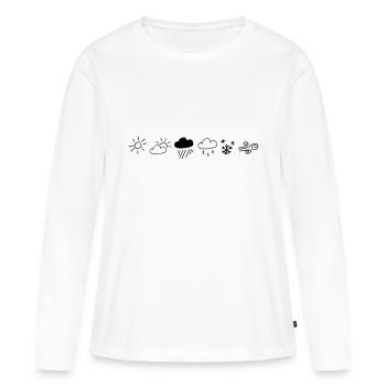 Wetterleiste,Sonne,Regen,Schnee,bewölkt,Wind, - Frauen Premium Bio Langarmshirt - Weiß - Vorne - Julia (174cm)