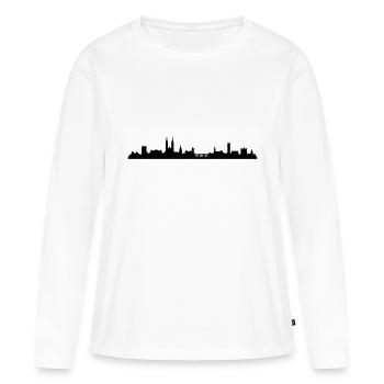 Skyline Basel - Frauen Premium Bio Langarmshirt - Weiß - Vorne - Julia (174cm)