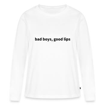 Mauvais garçons, bonnes lèvres - T-shirt manches longues Premium bio Femme - blanc - Devant - Julia (174cm)