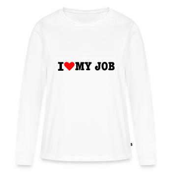 J'aime moi Job - Travail - T-shirt manches longues Premium bio Femme - blanc - Devant - Julia (174cm)