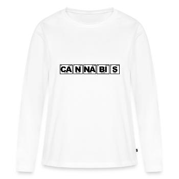 Cannabis : Chimie - Tableau périodique - T-shirt manches longues Premium bio Femme - blanc - Devant - Julia (174cm)