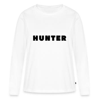 HUNTER (chasseur) - T-shirt manches longues Premium bio Femme - blanc - Devant - Julia (174cm)