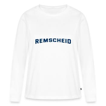 Remscheid Slogan - Deutschland - NRW - Frauen Premium Bio Langarmshirt - Weiß - Vorne - Julia (174cm)