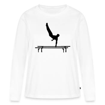 Men's Gymastics, Gymnast doing parallel bars - T-shirt manches longues Premium bio Femme - blanc - Devant - Julia (174cm)