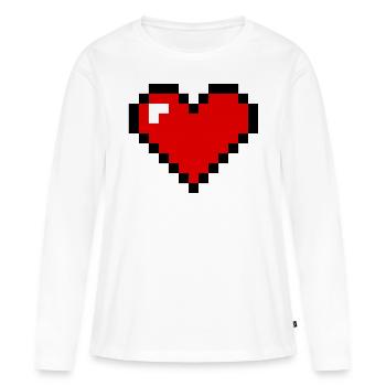 coeur de pixel - T-shirt manches longues Premium bio Femme - blanc - Devant - Julia (174cm)