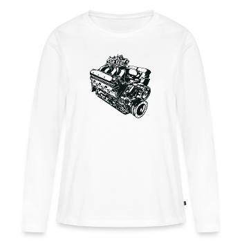 Machine Illustration - T-shirt manches longues Premium bio Femme - blanc - Devant - Julia (174cm)