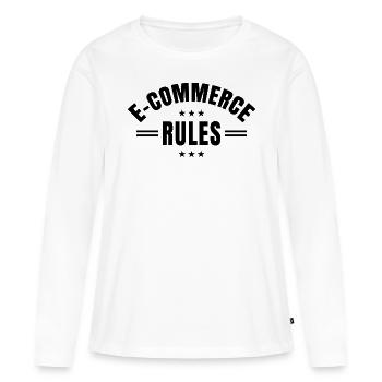 Idée cadeau e-commerce commerce en ligne commerce électronique - T-shirt manches longues Premium bio Femme - blanc - Devant - Julia (174cm)