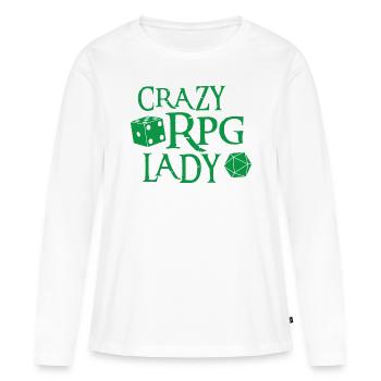 Dame RPG folle avec des dés - T-shirt manches longues Premium bio Femme - blanc - Devant - Julia (174cm)