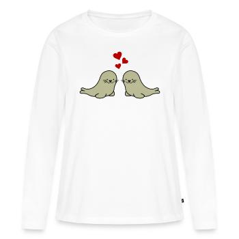 seehunde verliebt - Frauen Premium Bio Langarmshirt - Weiß - Vorne - Julia (174cm)