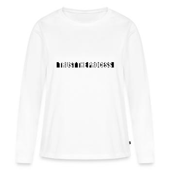 faire confiance au processus Devis - T-shirt manches longues Premium bio Femme - blanc - Devant - Julia (174cm)