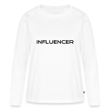 Slogan d’influenceur - Logo - Publicité - Marketing - T-shirt manches longues Premium bio Femme - blanc - Devant - Julia (174cm)