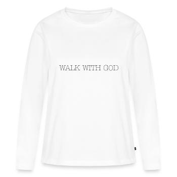 marcher avec dieu, christian overprint, dieu - T-shirt manches longues Premium bio Femme - blanc - Devant - Julia (174cm)