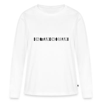 Slogan Une équipe - T-shirt manches longues Premium bio Femme - blanc - Devant - Julia (174cm)