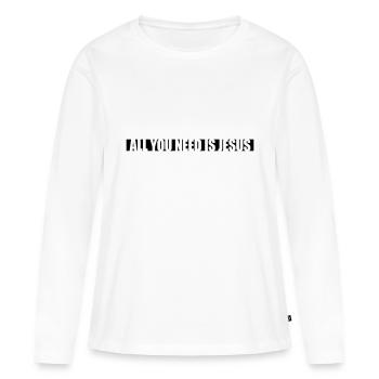 Strip Besoin de Jésus - T-shirt manches longues Premium bio Femme - blanc - Devant - Julia (174cm)