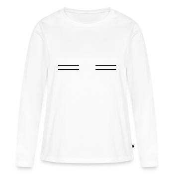 Deux doubles lignes - T-shirt manches longues Premium bio Femme - blanc - Devant - Julia (174cm)