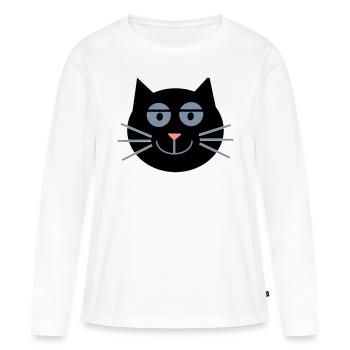Cat (yeux de chambre à coucher) - T-shirt manches longues Premium bio Femme - blanc - Devant - Julia (174cm)