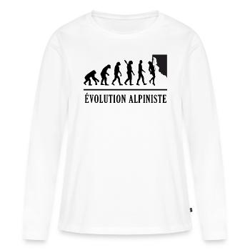 Évolution Alpinisme - Evolution Alpiniste - T-shirt manches longues Premium bio Femme - blanc - Devant - Julia (174cm)