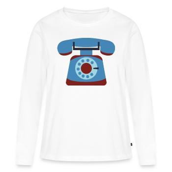 téléphone - T-shirt manches longues Premium bio Femme - blanc - Devant - Julia (174cm)
