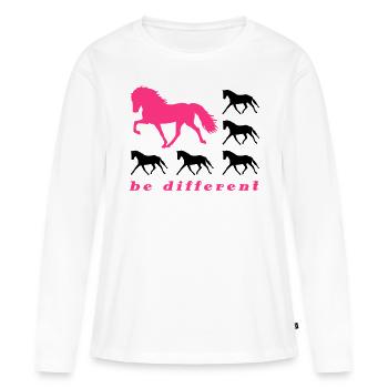 be different - Frauen Premium Bio Langarmshirt - Weiß - Vorne - Julia (174cm)