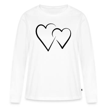 à double coeur - T-shirt manches longues Premium bio Femme - blanc - Devant - Julia (174cm)