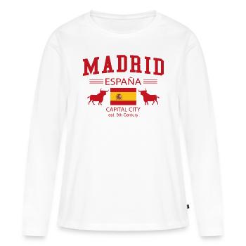 Madrid - T-shirt manches longues Premium bio Femme - blanc - Devant - Julia (174cm)