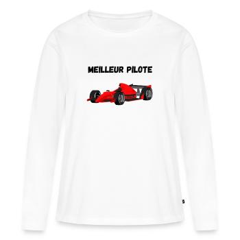 Meilleur Pilote Voiture de Course - T-shirt manches longues Premium bio Femme - blanc - Devant - Julia (174cm)