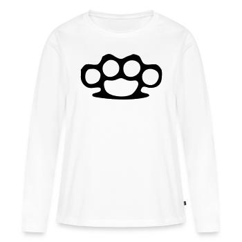Coup de poing - T-shirt manches longues Premium bio Femme - blanc - Devant - Julia (174cm)